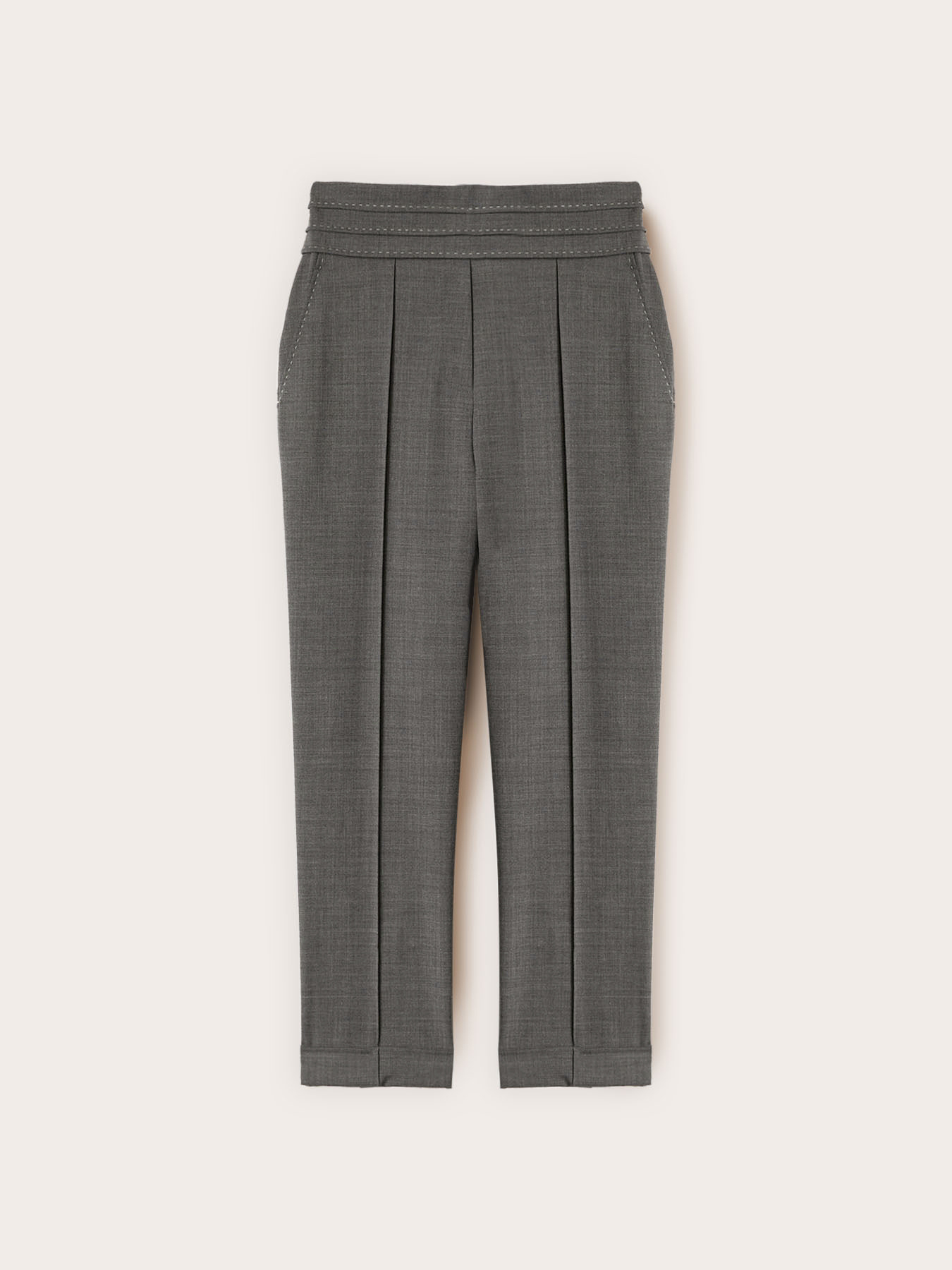 Pantalon cigarette avec surpiq&ucirc;res image number 4