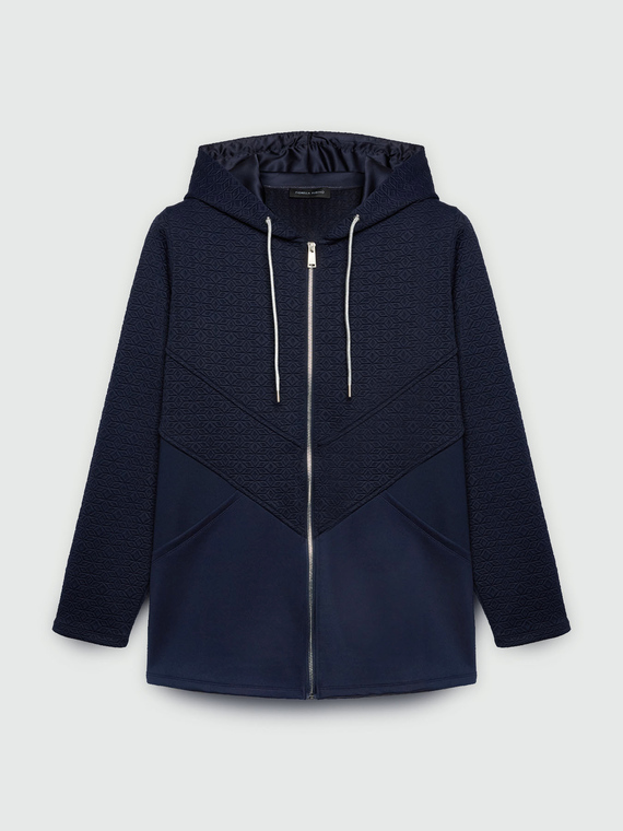Sweatshirt aus Stoff in Matelassé-Optik