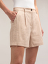 Linen blend pinstriped fabric shorts image number 0