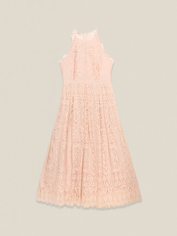 Cotton blend lace midi dress