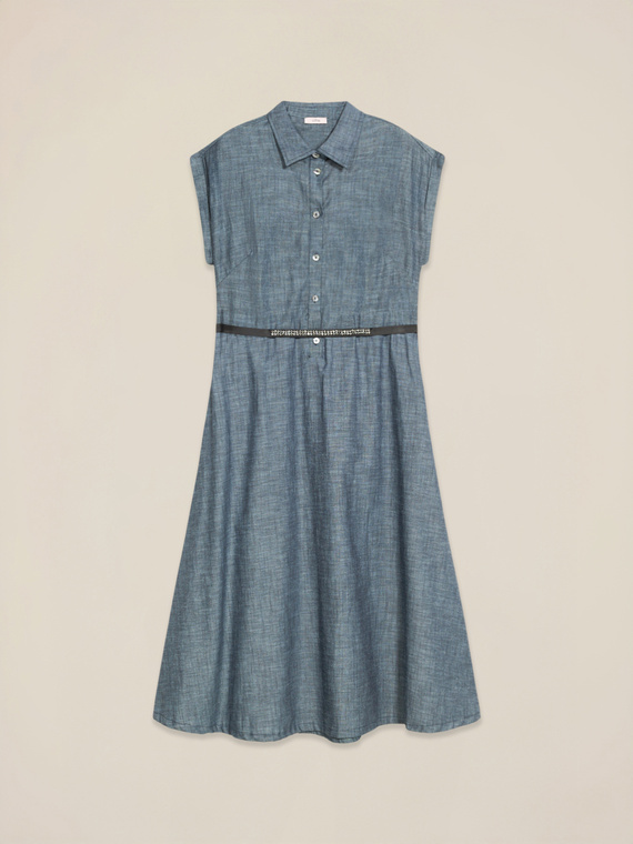 Chemisier en tissu mélangé lin effet denim
