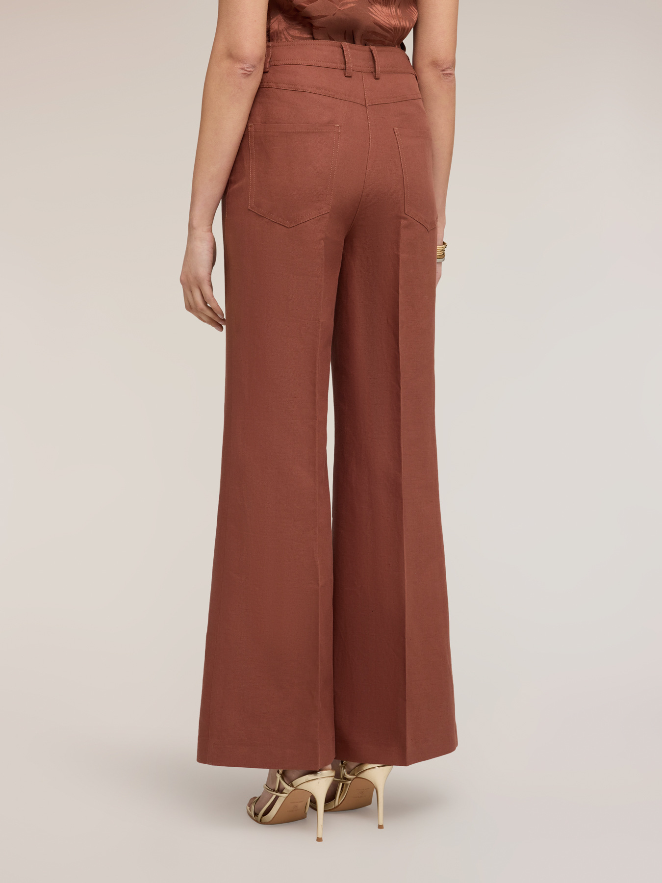Flare trousers in linen blend image number 1