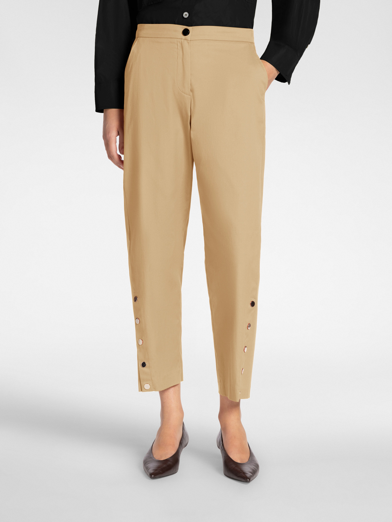 Gabardine trousers with buttons image number 0