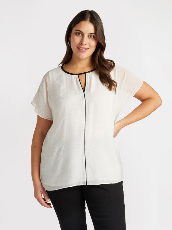 Bluse mit schwarzen Bündchen und Cut-Out-Detail