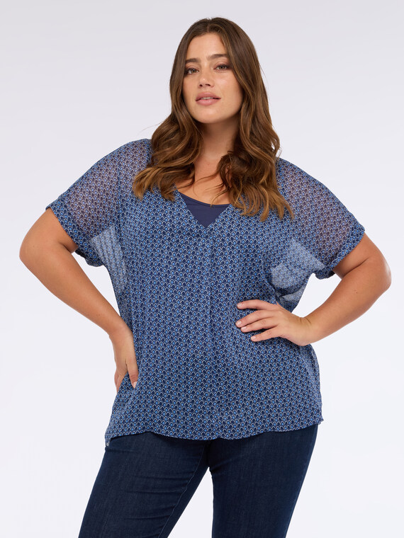 V-neck crepe blouse