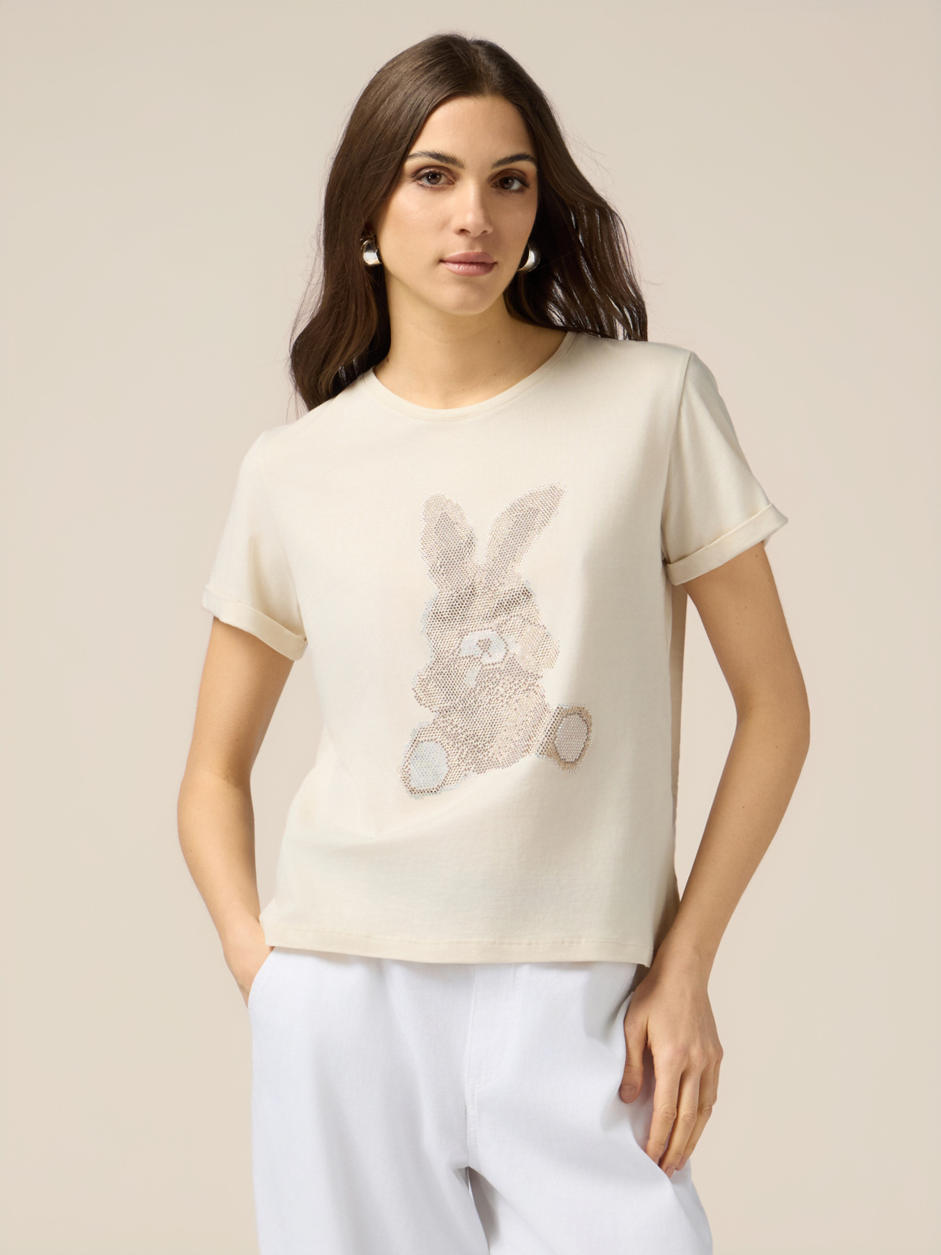 Cotton T-shirt with appliqués image number 0