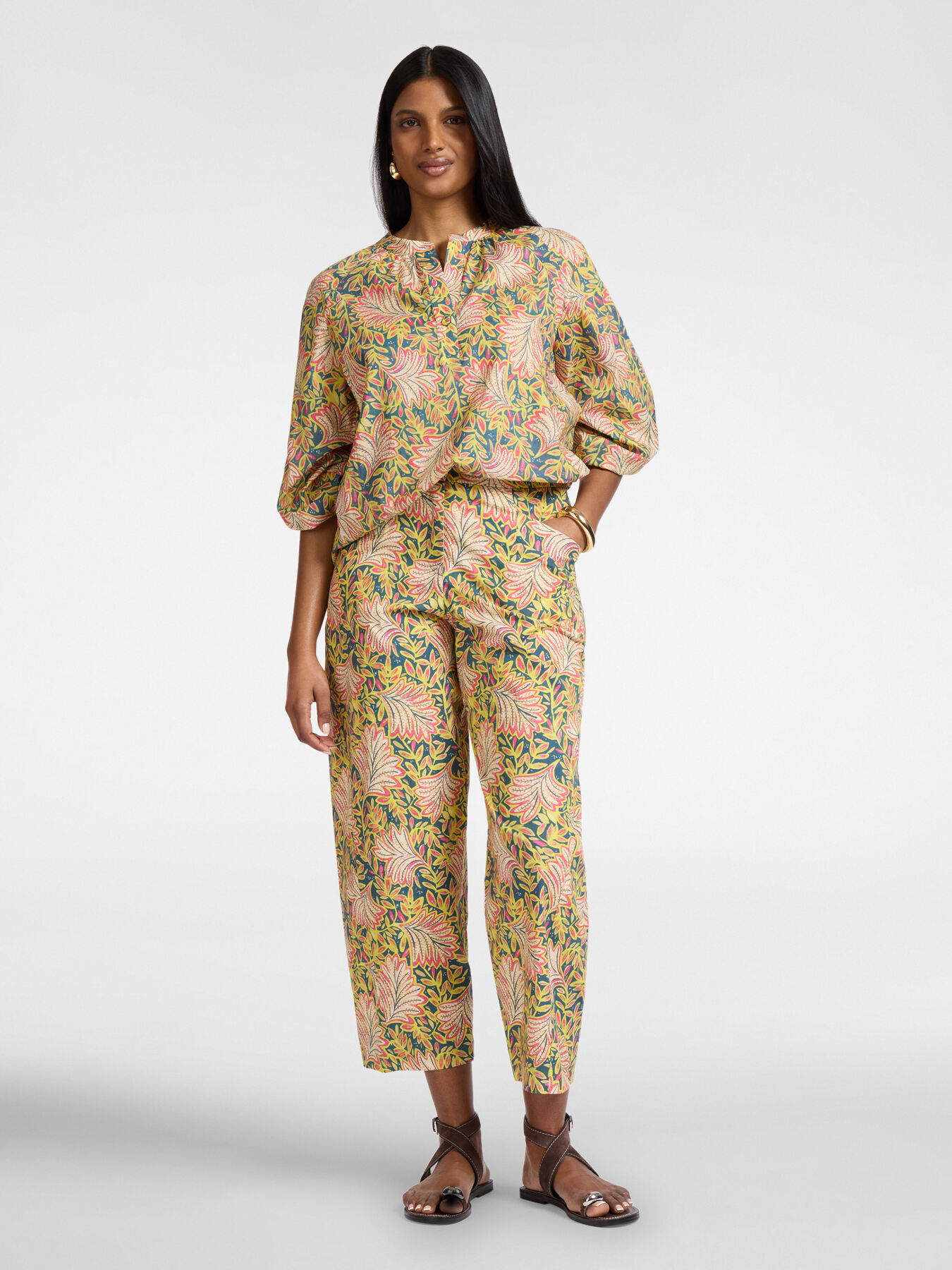 Blusa estampada em musseline de algod&atilde;o image number 2