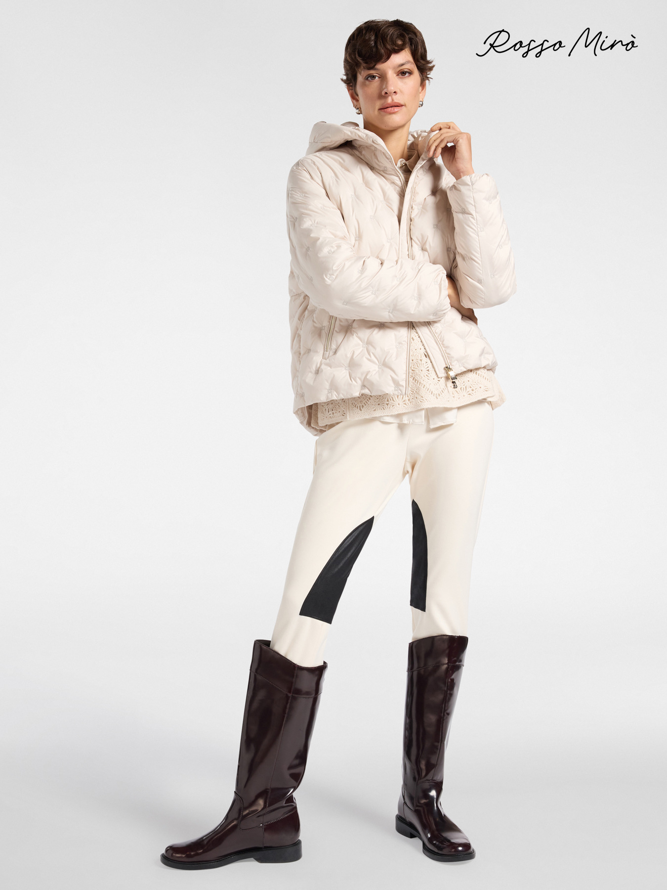 Slim trousers with contrasting insert image number 0