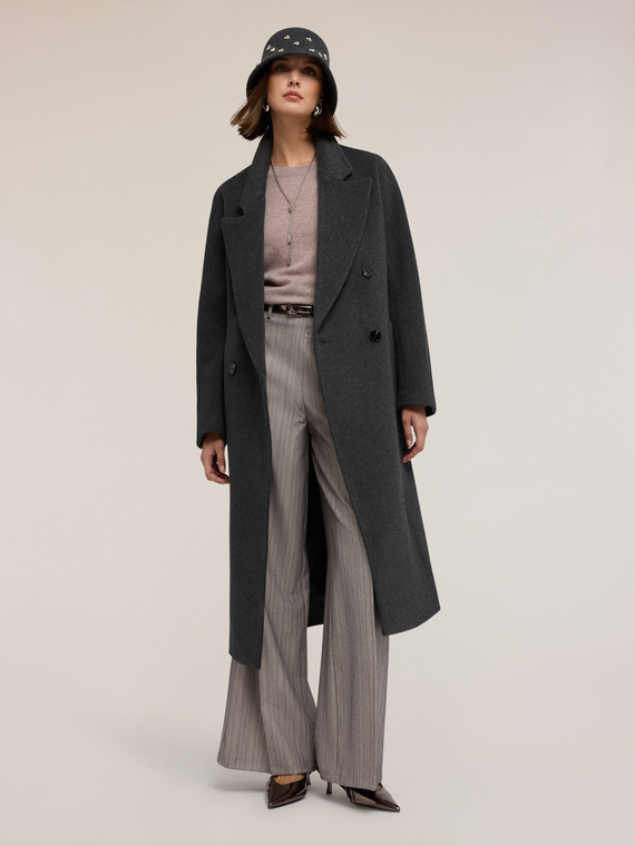Manteau croisé en drap de laine mélangée