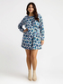 Printed short dress with belt image number 5