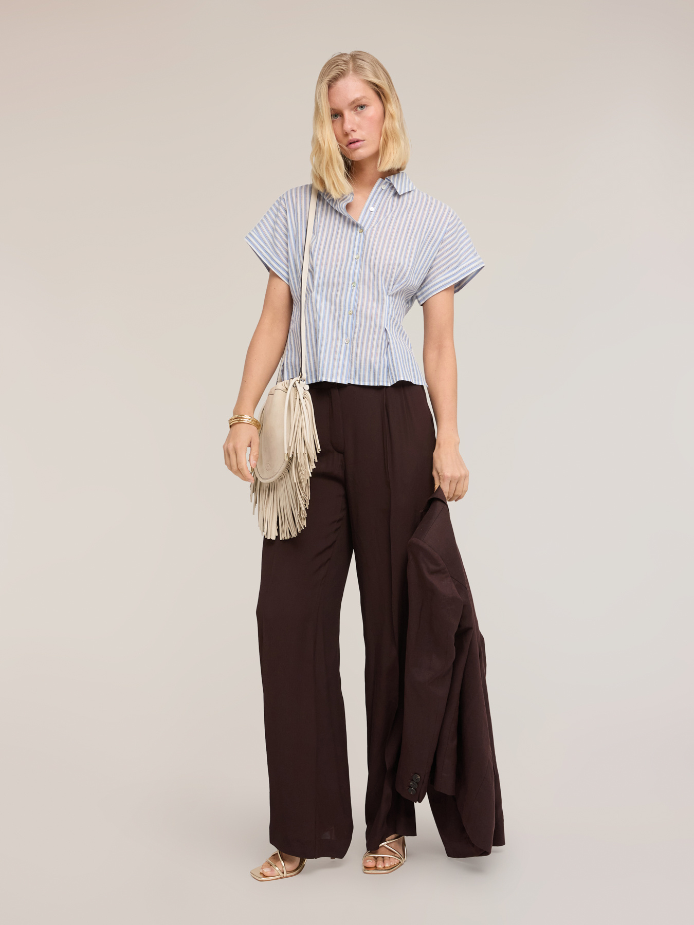 Lurex striped muslin shirt image number 3
