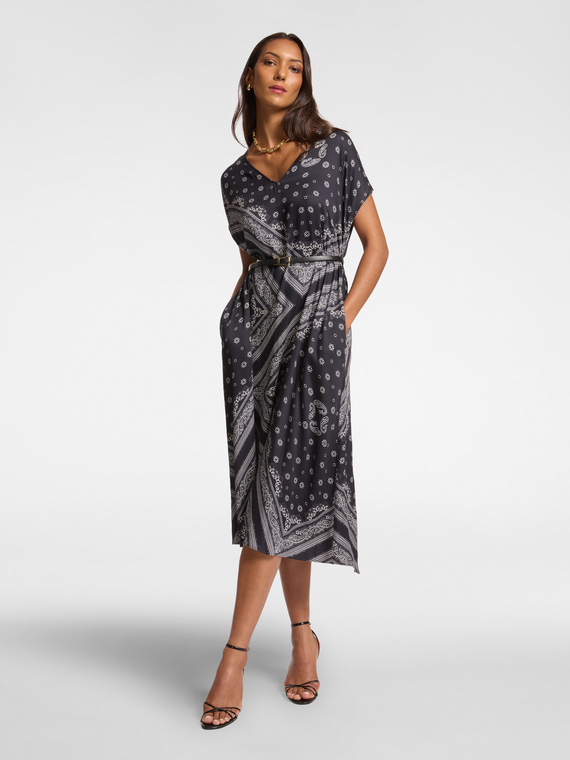 Midikleid mit Tuchdruck