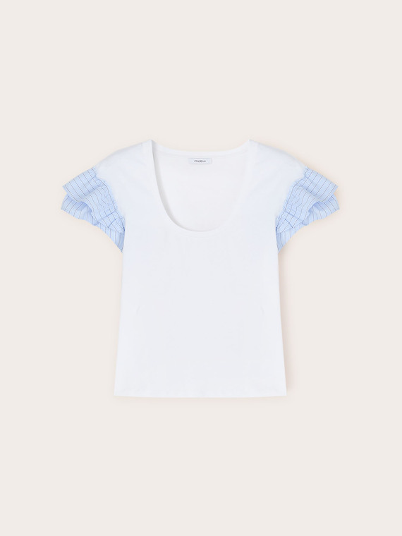 T-shirt with flounce sleeves
