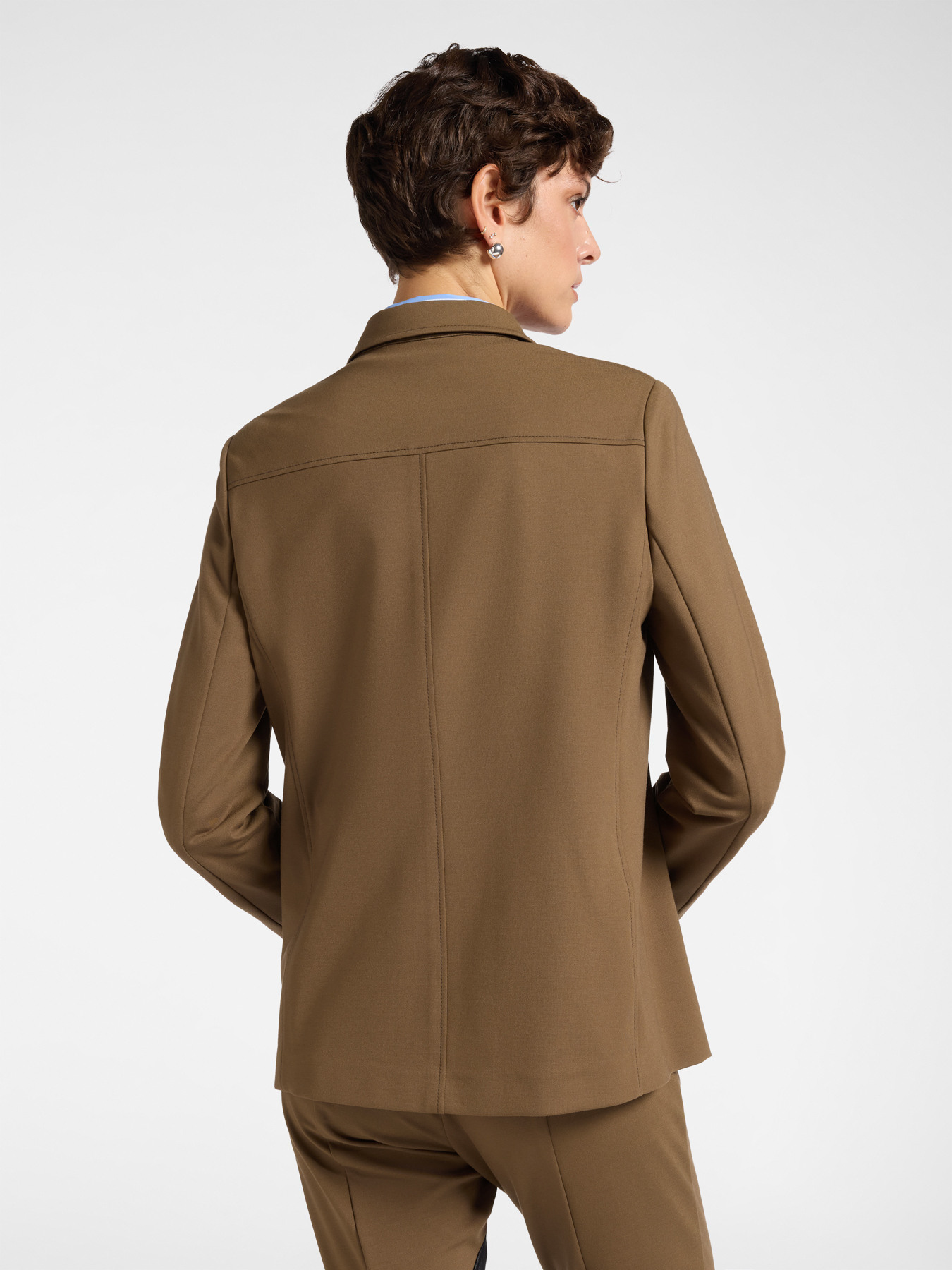 Milano stitch overshirt with brooch image number 1