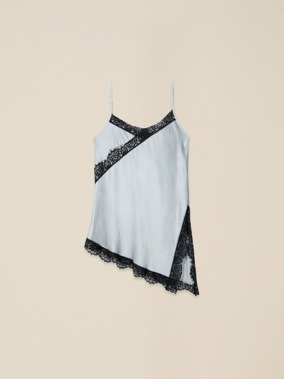 Top lingerie con inserti in raso