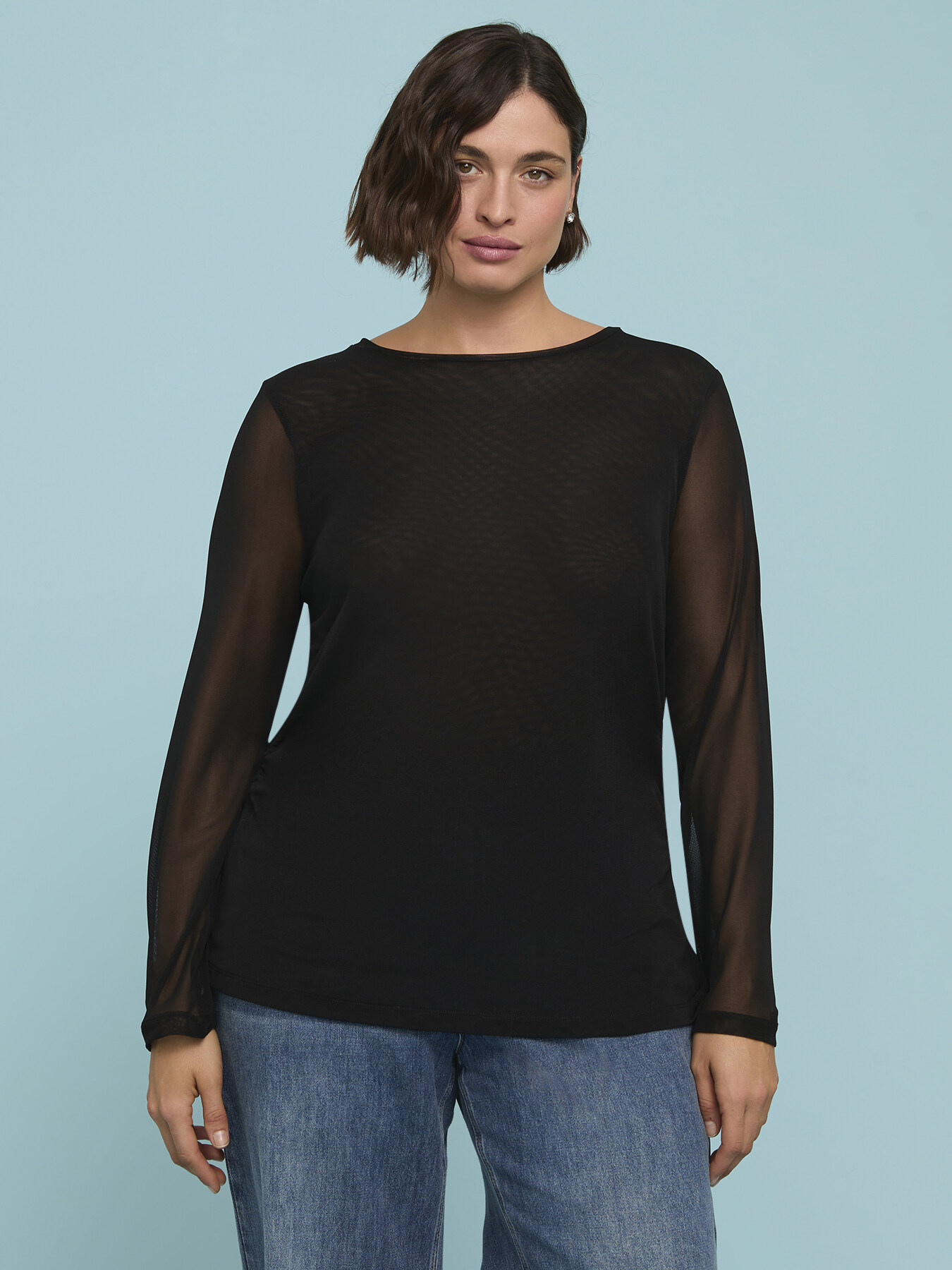 Top in tulle a manica lunga image number 0