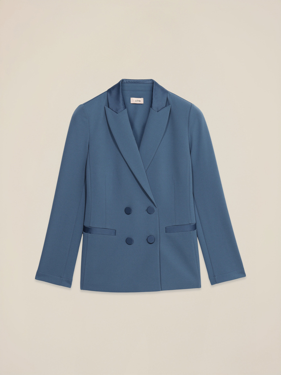 Double-breasted blazer with covered buttons