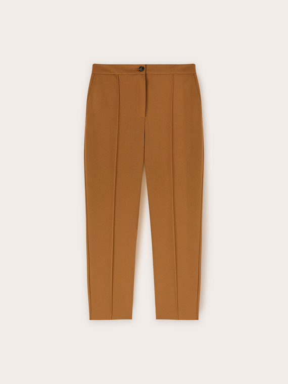 Regular trousers in crêpe fabric