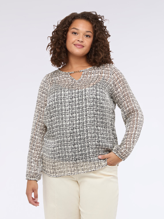 Printed blouse with cut-out detail