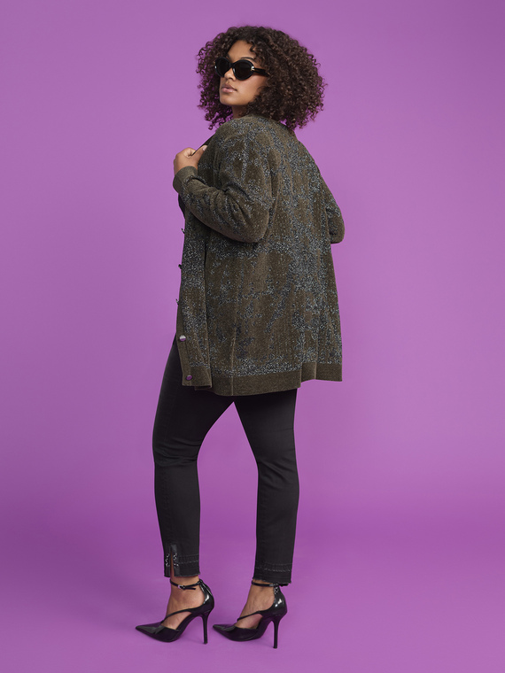 Cardigan camouflage laminé