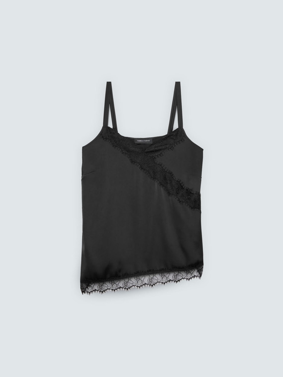 Satin top with lace details