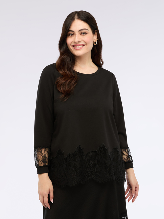 Sweat-shirt avec inserts en dentelle