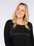 Two-material T-shirt with houndstooth pattern image number 3
