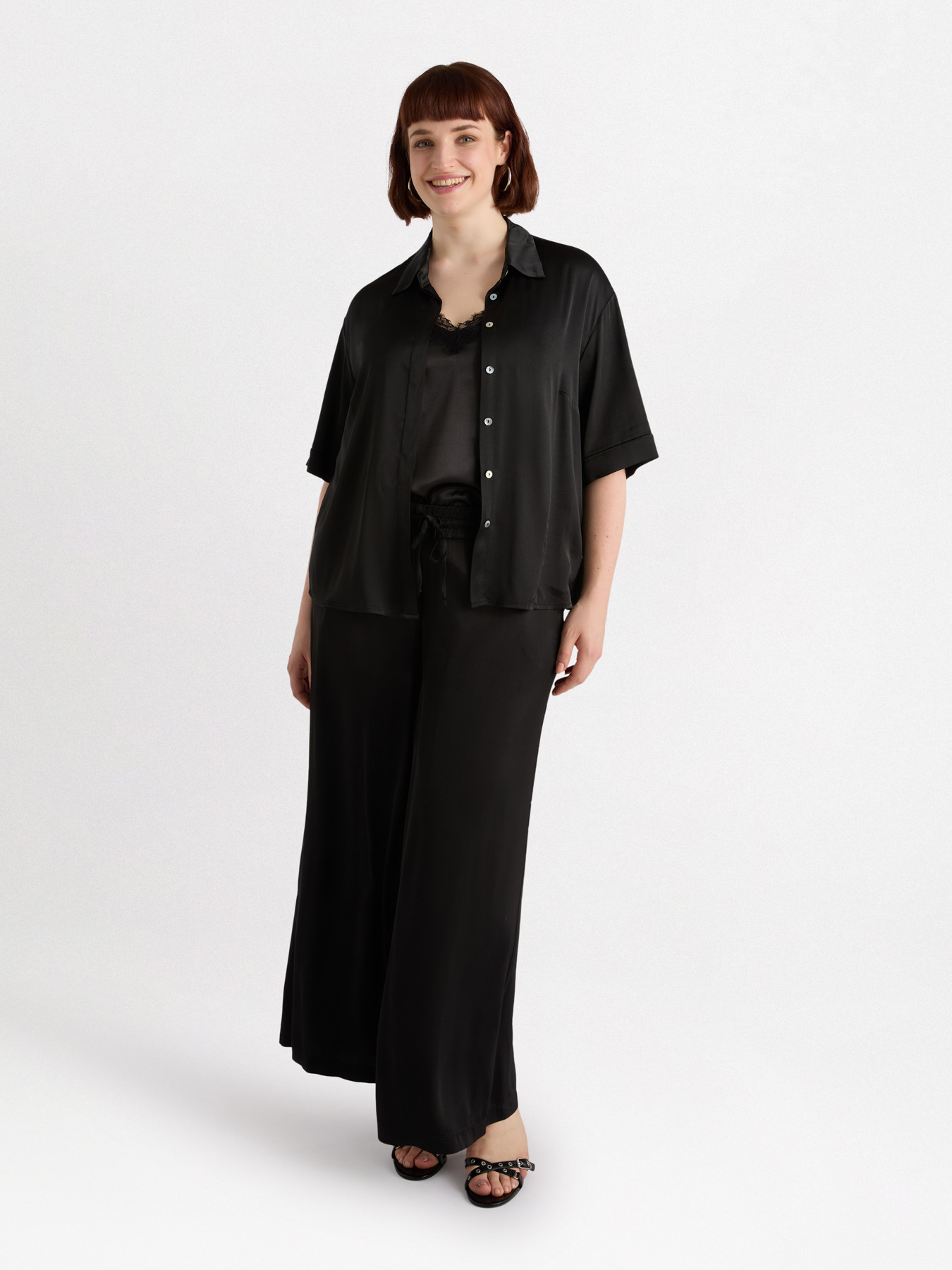 Stretch satin shirt image number 0