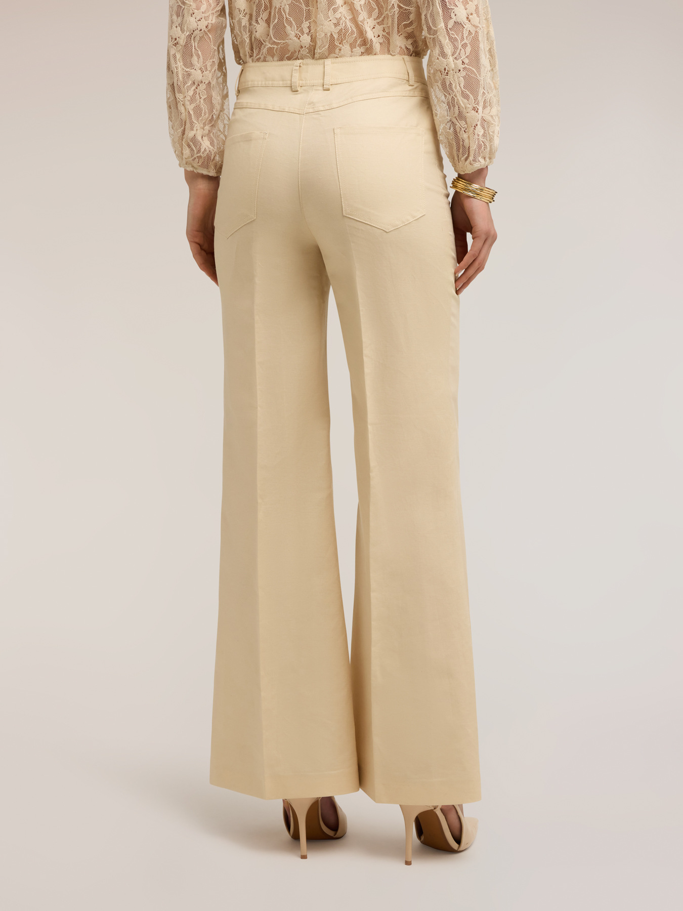 Pantaloni flare in misto lino image number 1