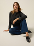Mixed viscose sweater with decorated cuffs image number 3