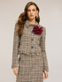 Short boucl&eacute; jacket with fringes and brooch image number 0