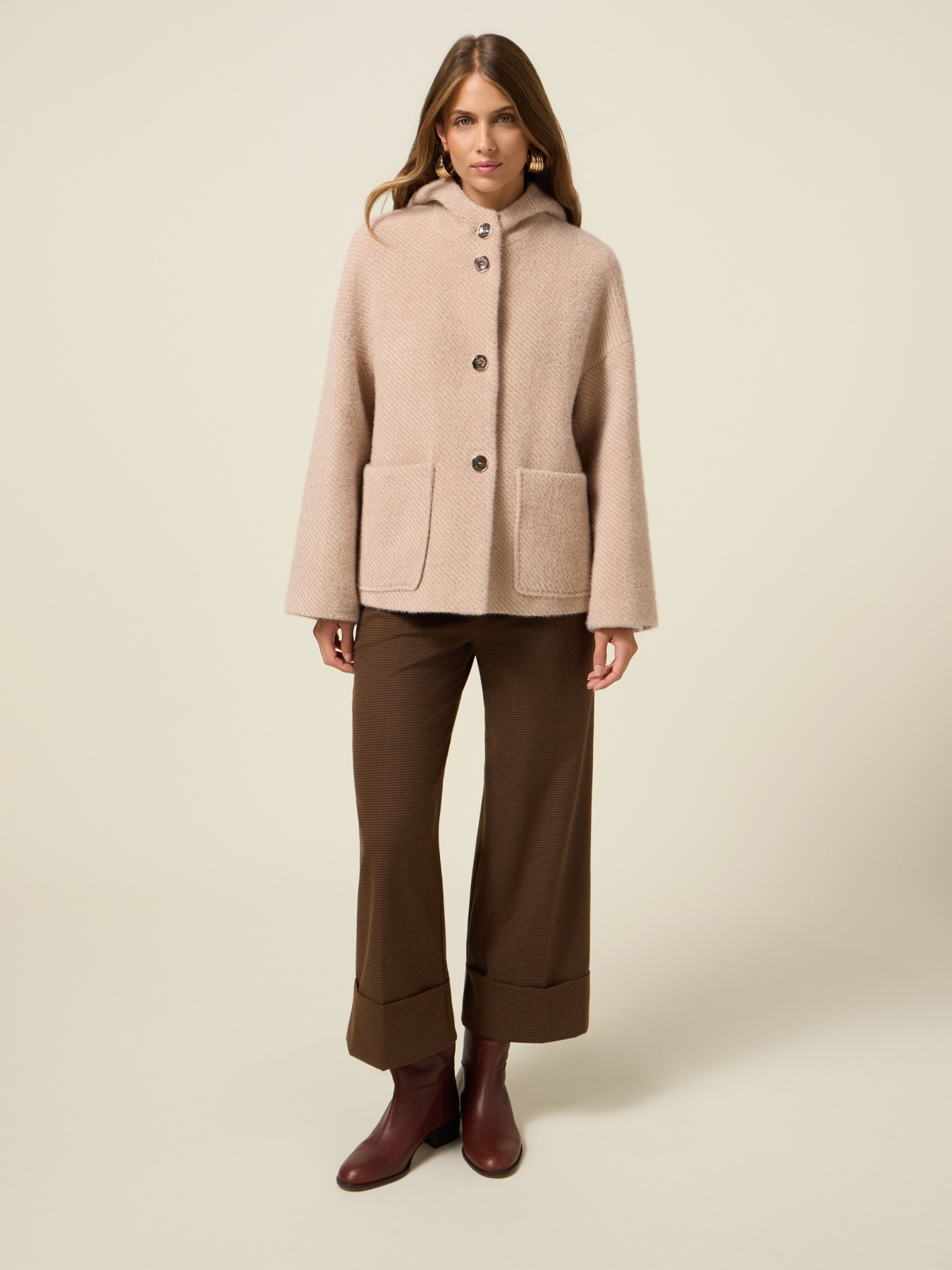 Cappotto corto in tessuto ammagliato image number 0