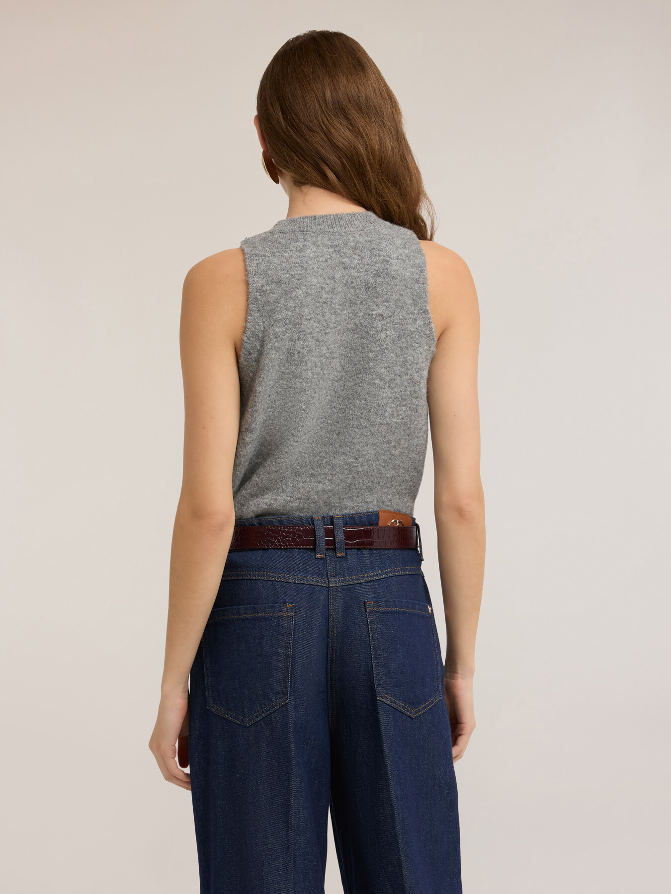 Sleeveless sweater in wool blend with stones image number 1
