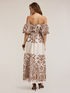 Robe longue à épaules dénudées imprimée image number 1