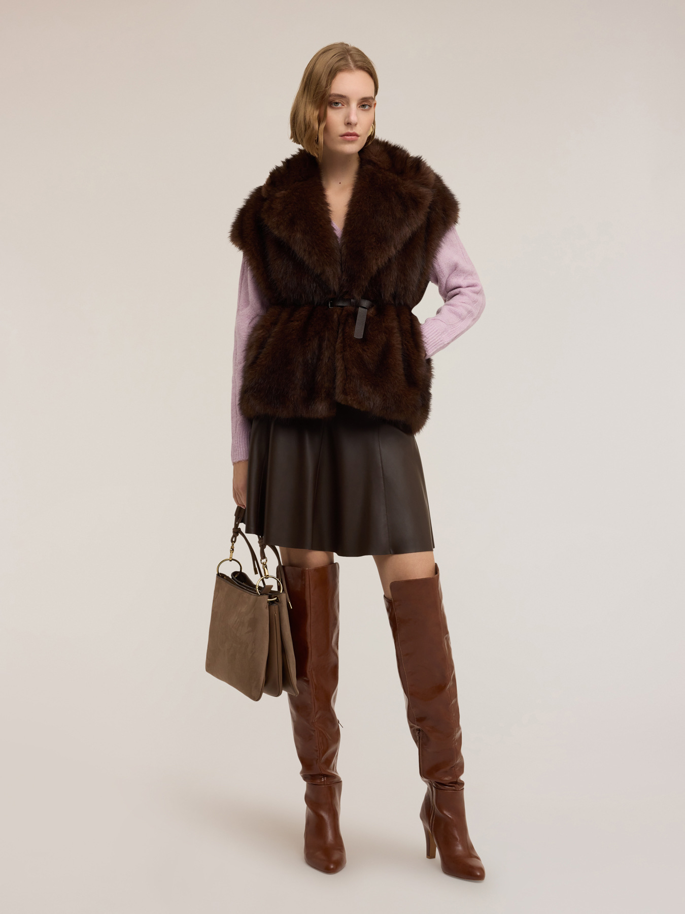 A-line skirt in coated fabric image number 2