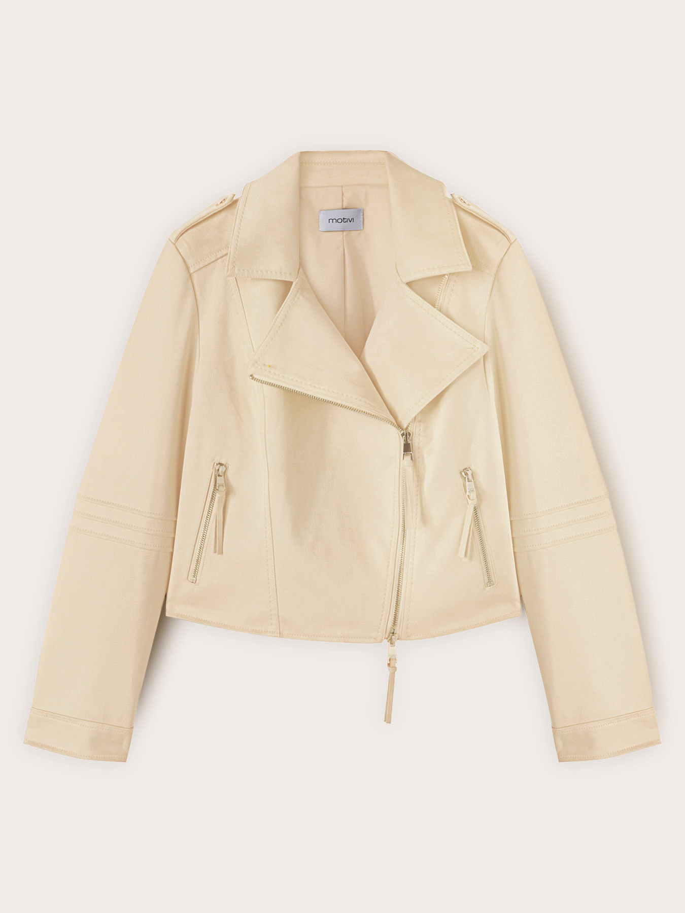 Biker jacket with hanging zip pulls image number 4