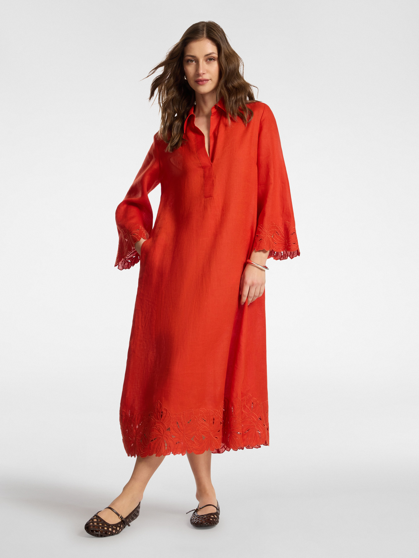 Leinenkleid mit Spitze image number 2