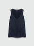 Top in due tessuti con scollo a V image number 4