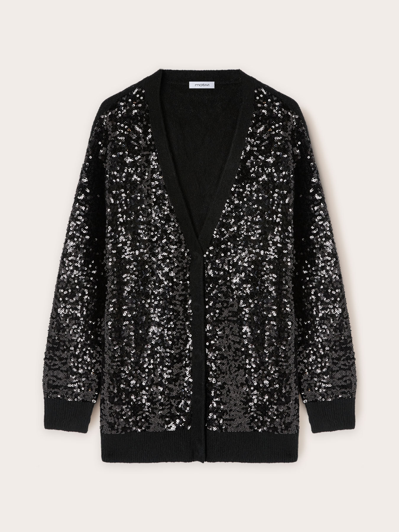 Cardigan in maglia misto lana full paillettes image number 3