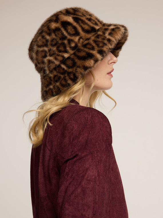 Cappello effetto teddy fantasia animalier