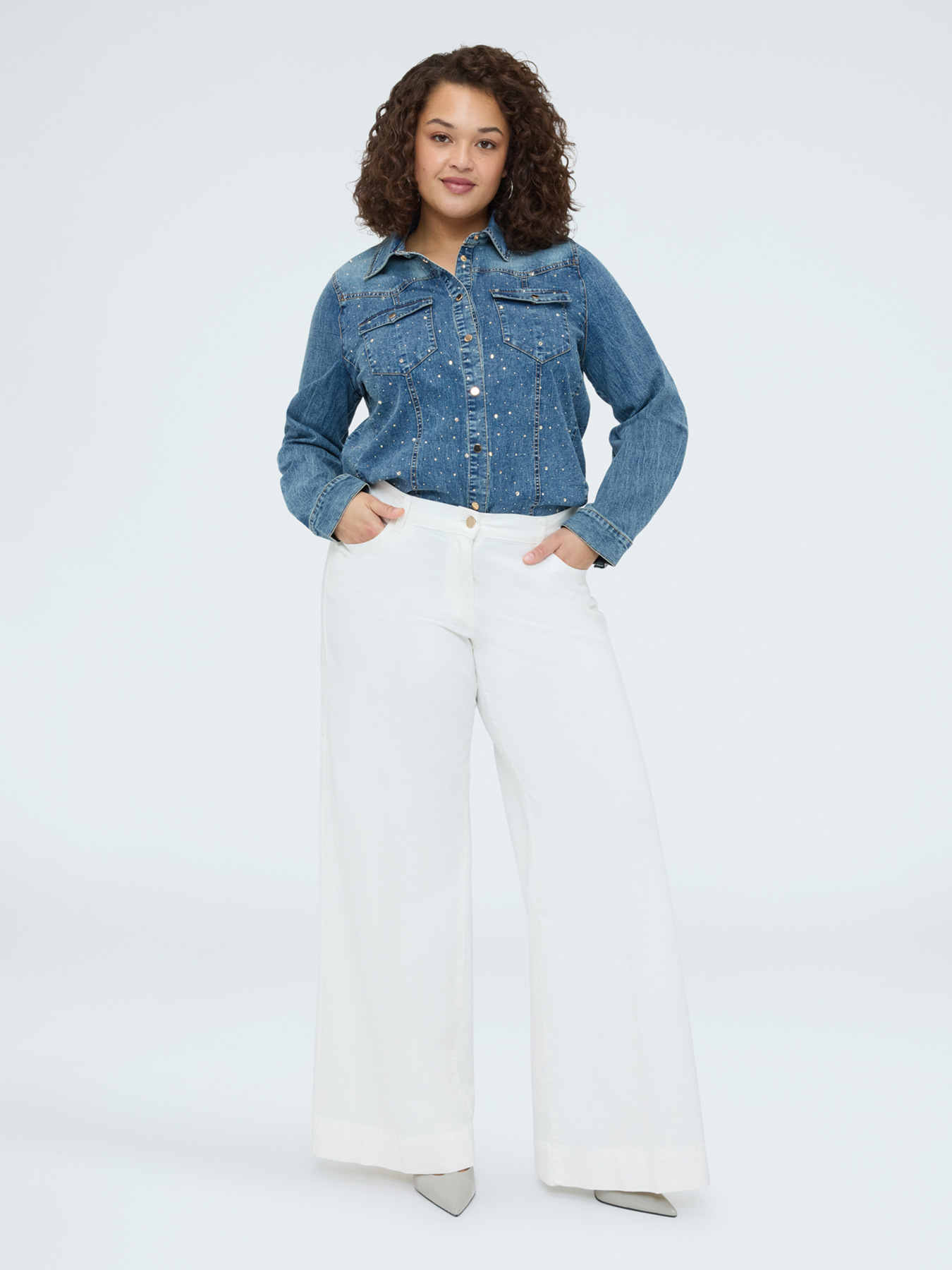 Camicia in denim con punti luce image number 2