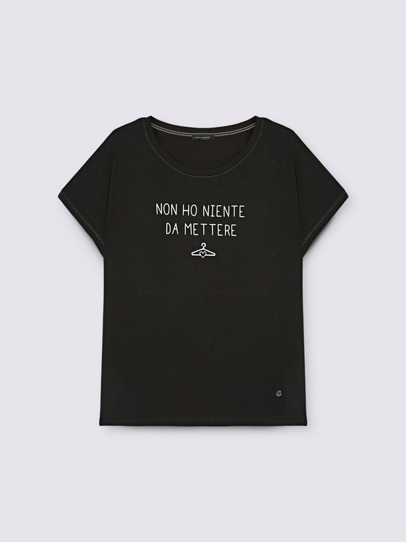 T-shirt in jersey con scritta divertente