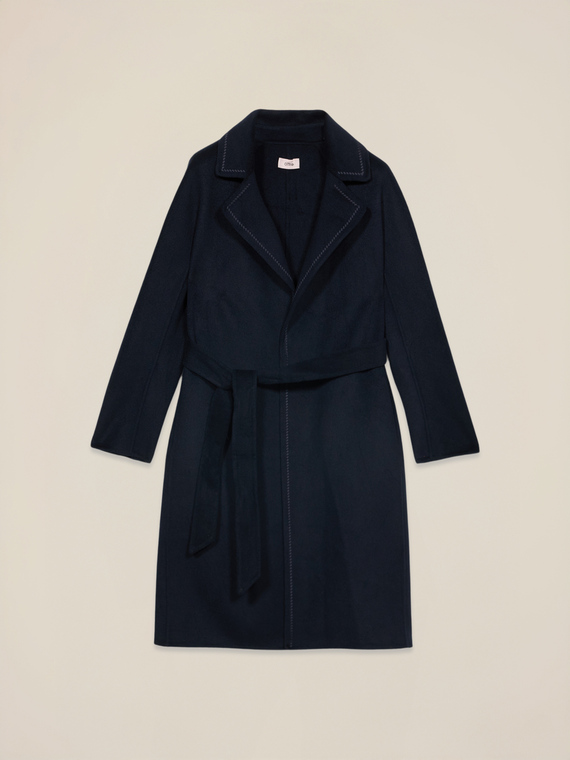 Long wool blend coat with belt
