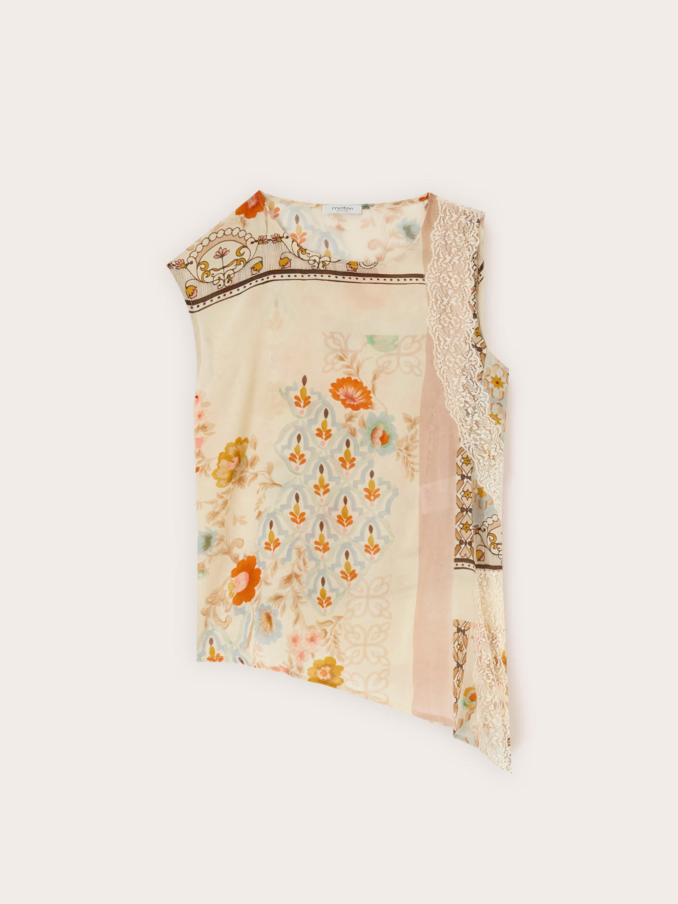 Asymmetrisches Satin-Top mit Print image number 4