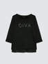 Sweatshirt with coated fabric lettering and pleated hem image number 4