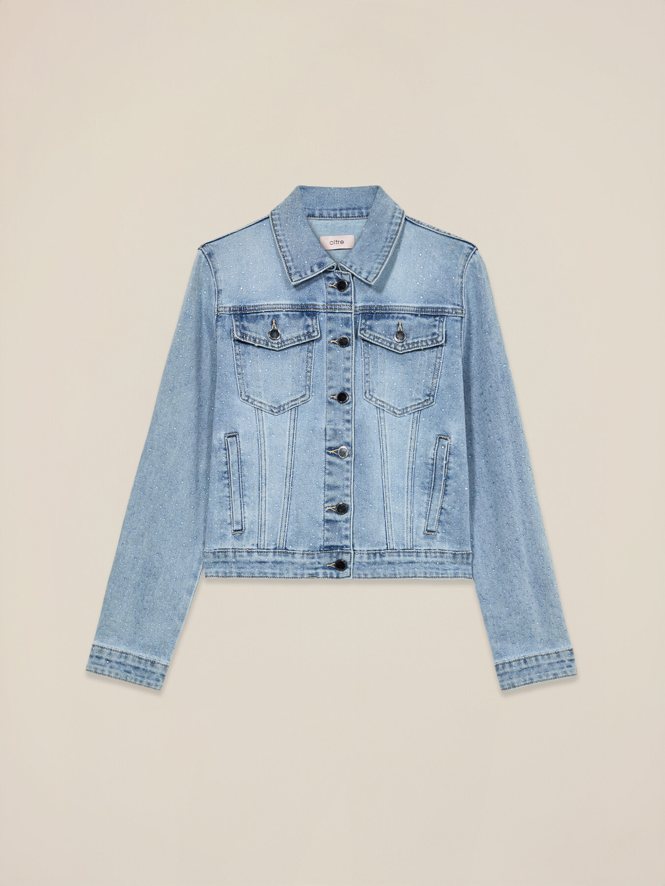 Denim jacket with micro crystals image number 4
