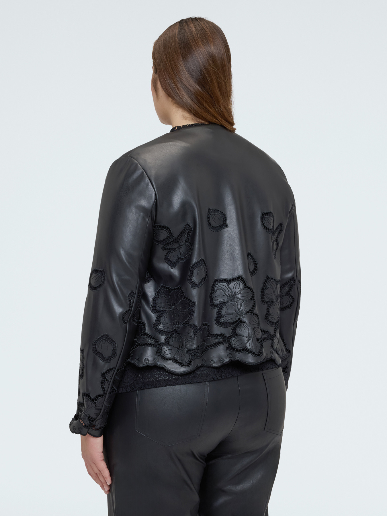 Coated fabric jacket with floral motifs image number 1