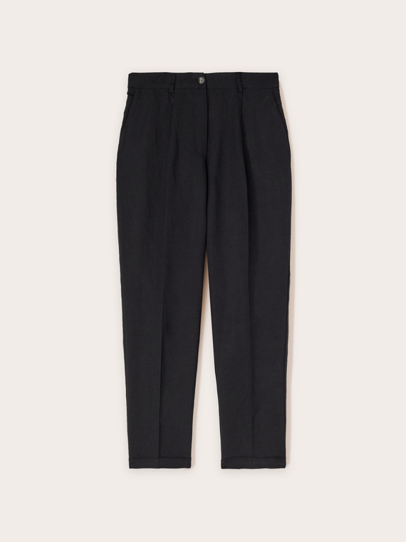 Pantalon regular en lin viscose