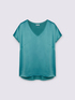 Two-material V-neck T-shirt image number 4