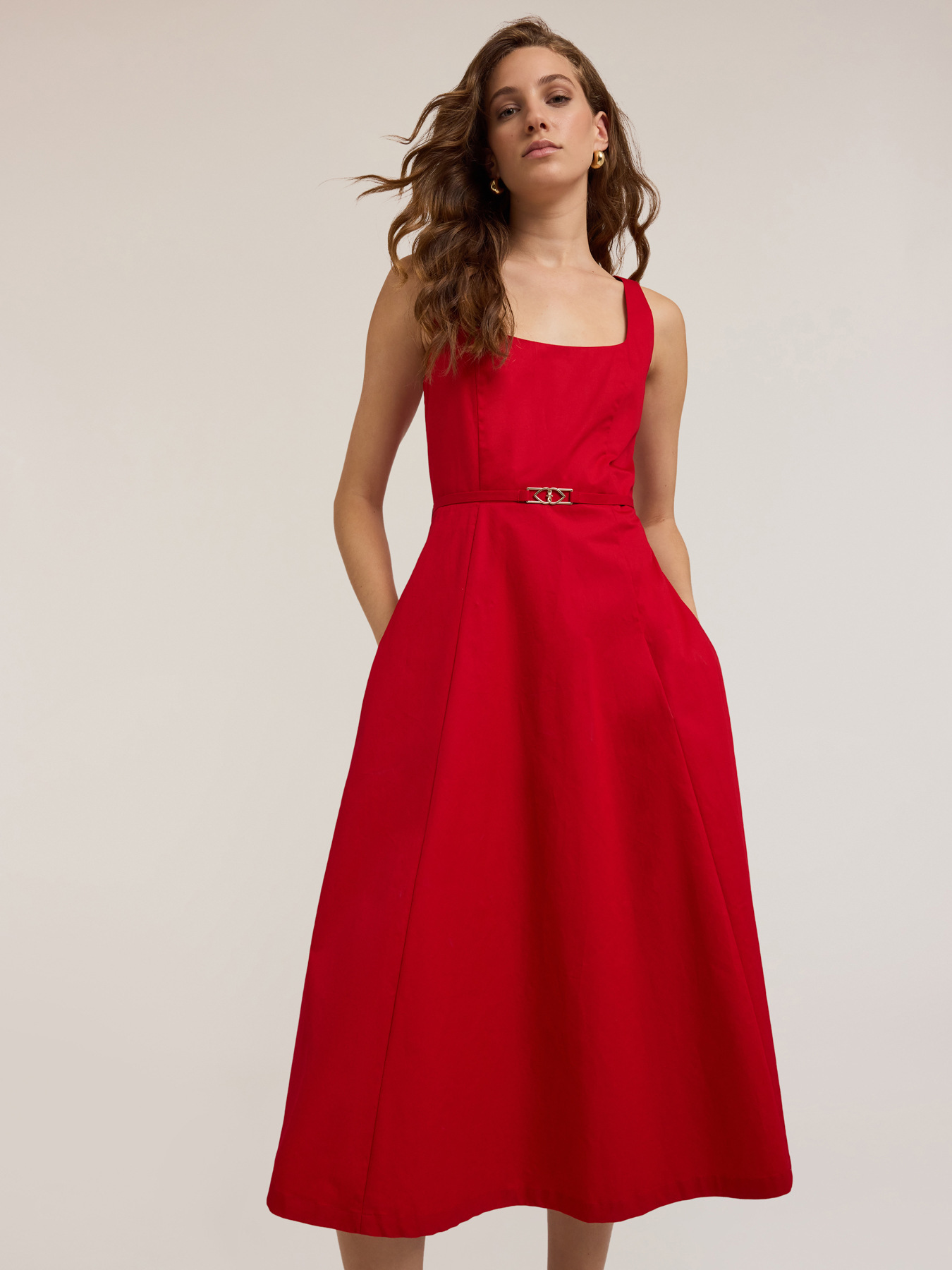 Robe mi-longue en popeline image number 0